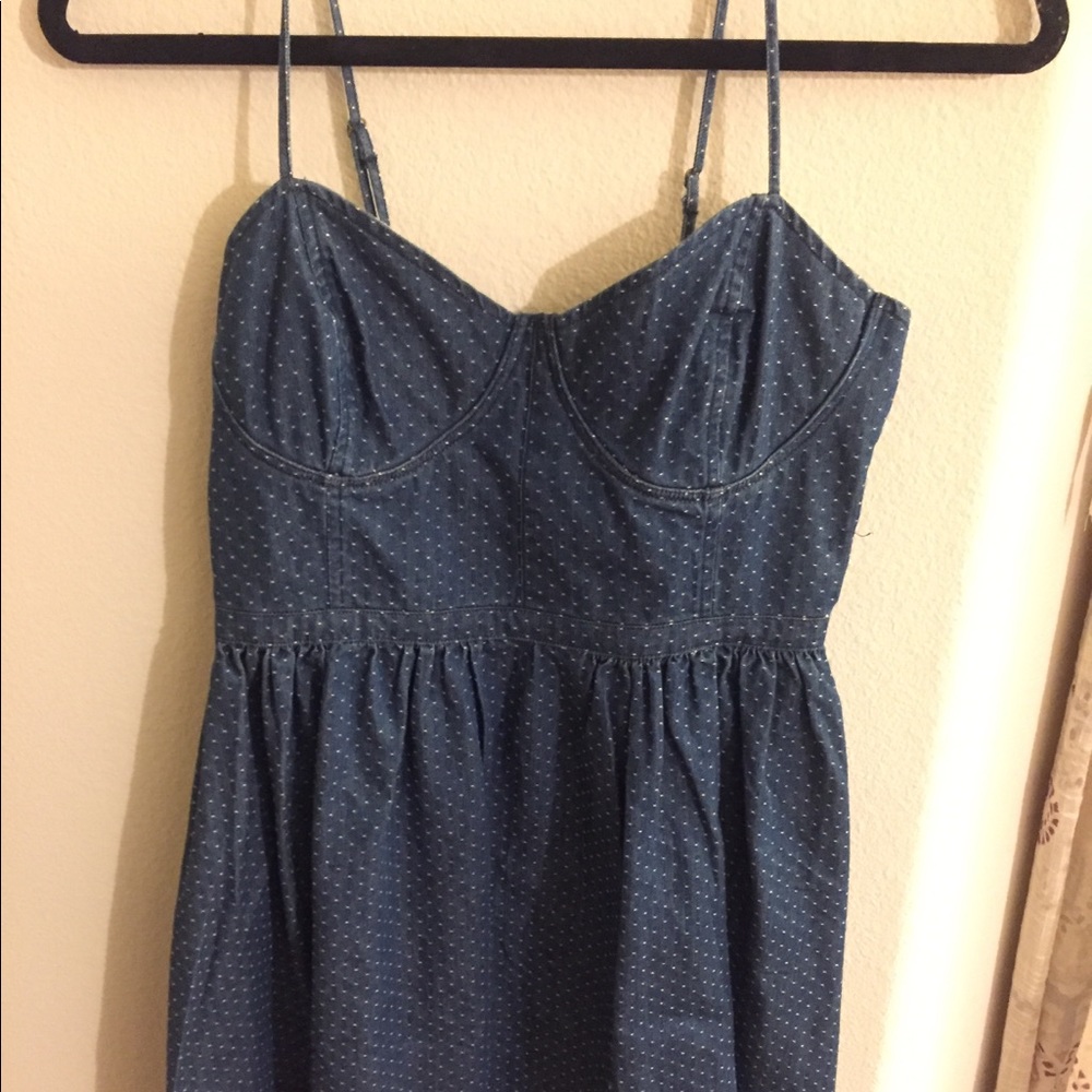 Free People Chambray Polka dot dress